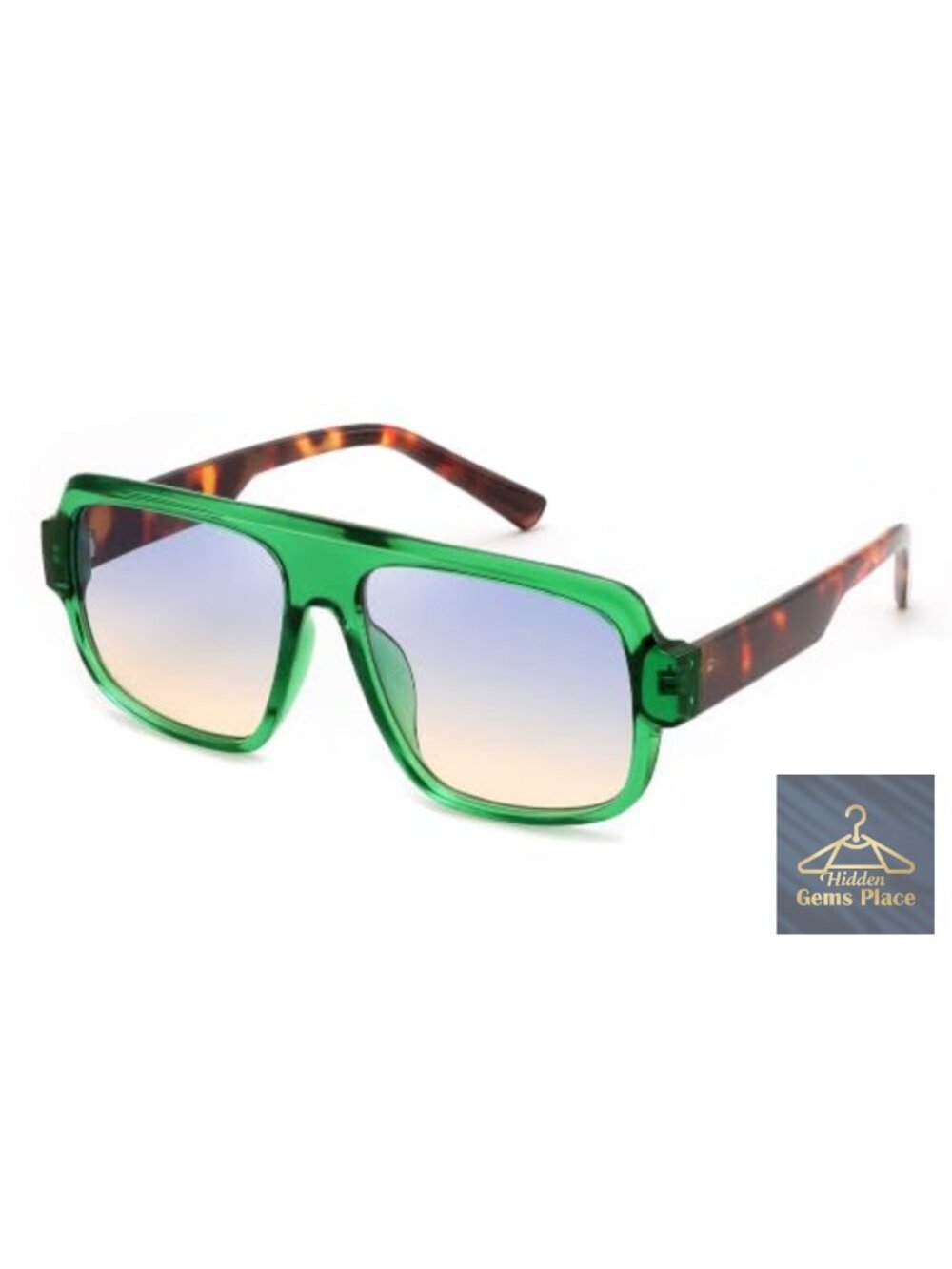 Retro Square Aviator Sunglasses for Women Men - UV400 Protection, Acetate Frame